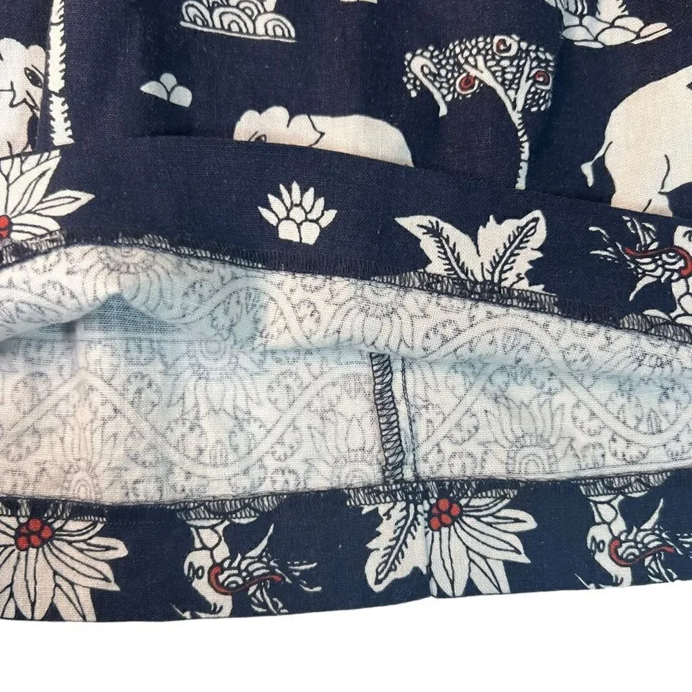 Loft linen blend  Elephant Print Skirt mp - Picture 11 of 16